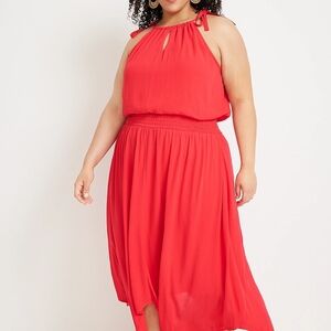 Maurices Bright Red Halter Maxi Dress with Tie Shoulders